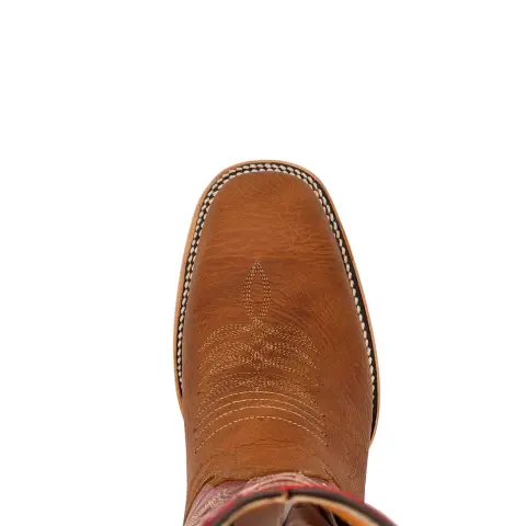 Bota Masculina Country Parrall — Caramelo com Cano Vermelho Bordado — miniatura 2
