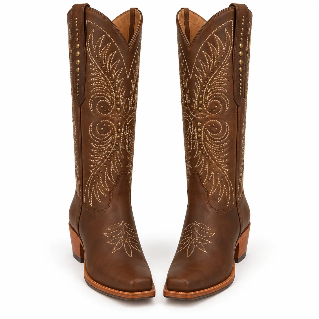 Bota Country Texana Marrom de Cano Alto com Bordados e Tachas — miniatura 2