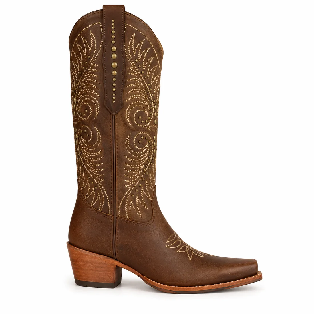 Bota Country Texana Marrom de Cano Alto com Bordados e Tachas — miniatura 3