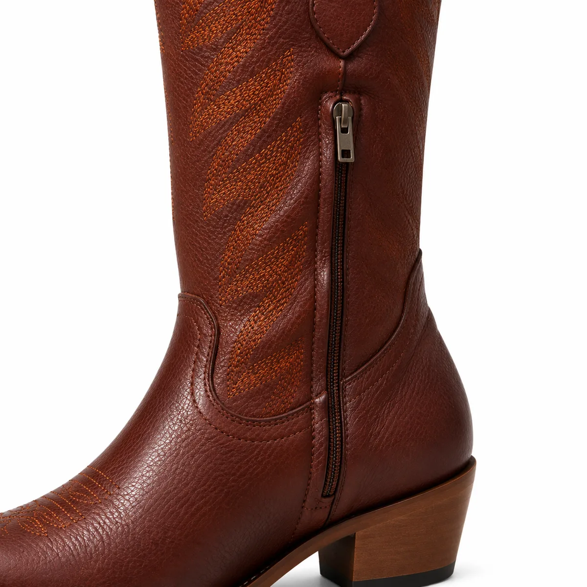 Bota Feminina Country Cano Alto Bordada Marrom — miniatura 4