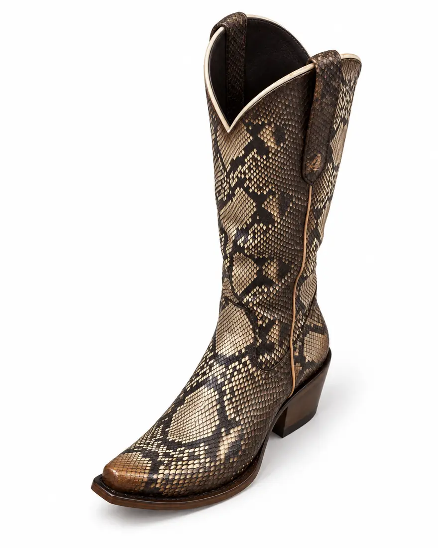 Bota Country Feminina em Couro de Cascavel — Cano Alto e Salto Bloco — miniatura 2