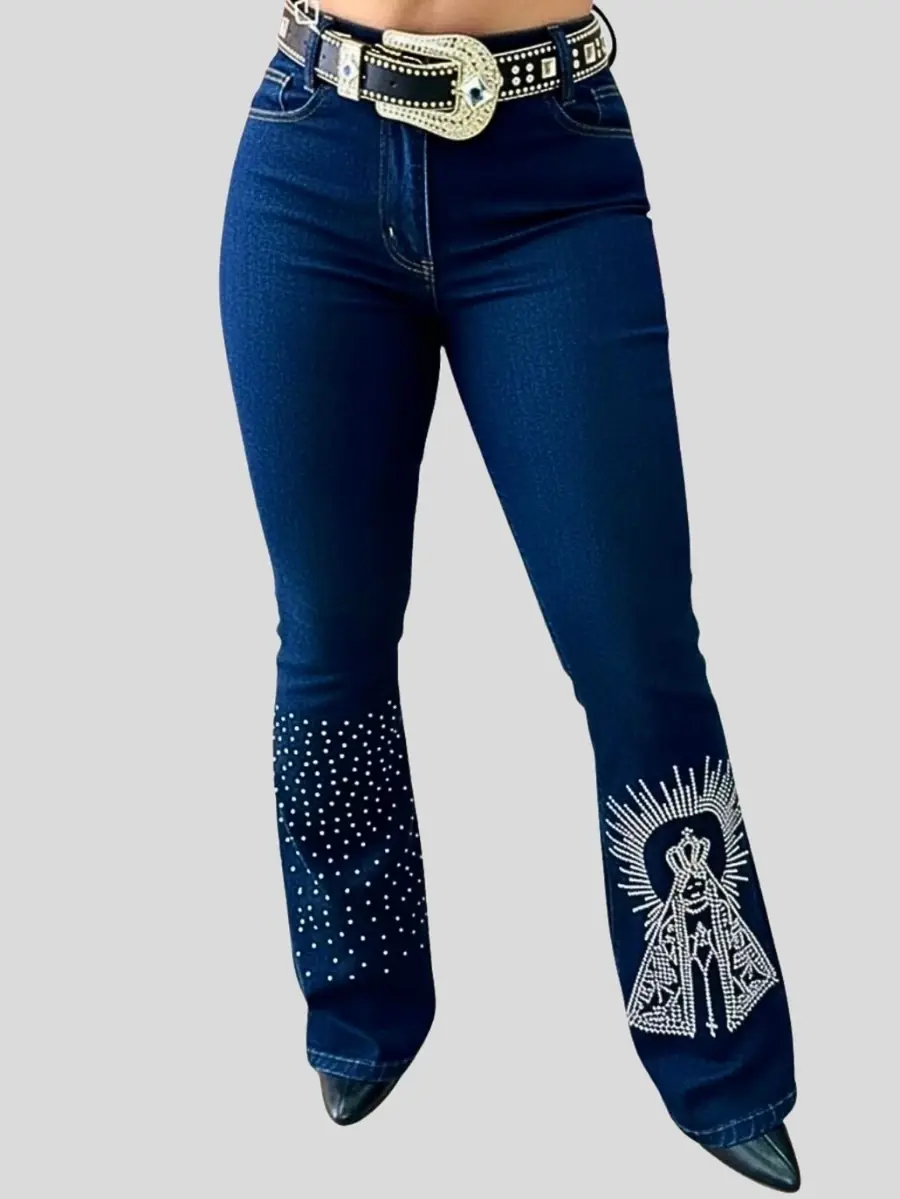 Calça Country Flare Jeans Feminina N. Sra Aparecida Padroeira Linha ...