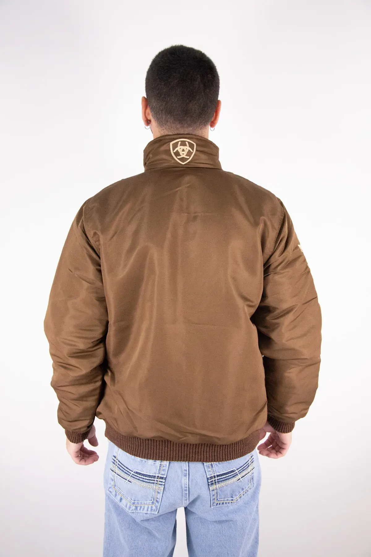 Jaqueta Masculina Ariat Nylon Bordado Marrom