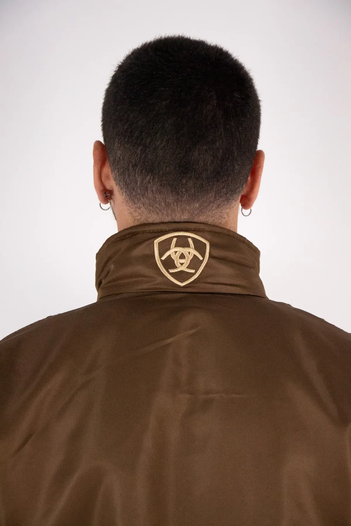 Jaqueta Masculina Ariat Nylon Bordado Marrom