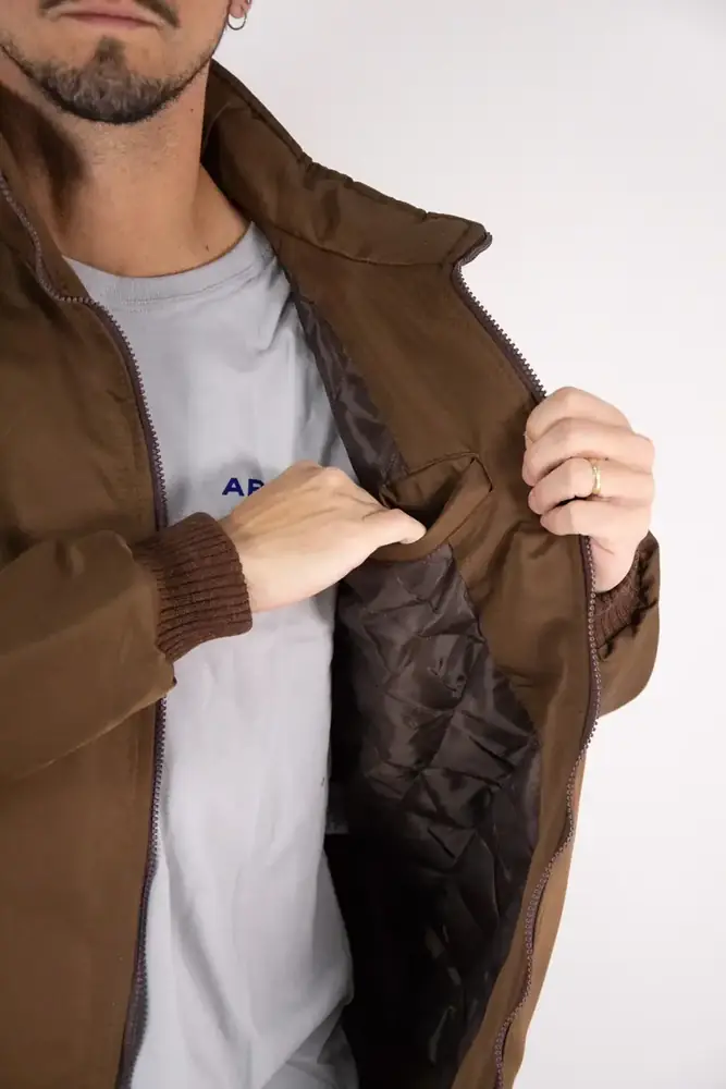 Jaqueta Masculina Ariat Nylon Bordado Marrom — miniatura 6