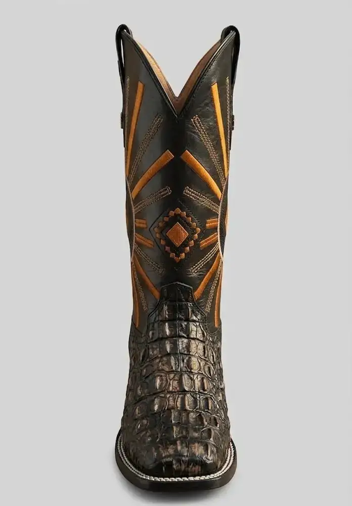 Bota Texana Masculina Exótica em Couro de Crocodilo – Black Sunburst — miniatura 3