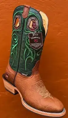 Bota Texana Masculina Parral em Couro Legítimo – Verde e Café