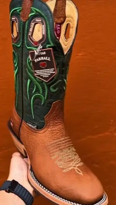 Bota Texana Masculina Parral em Couro Legítimo – Verde e Café — miniatura 2
