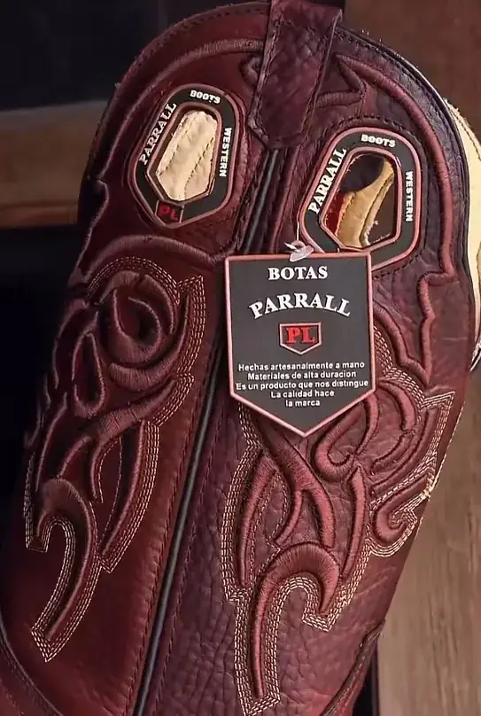 Bota Texana Masculina Parral em Couro Premium – Vermelho Pinhão / Vinho — miniatura 4